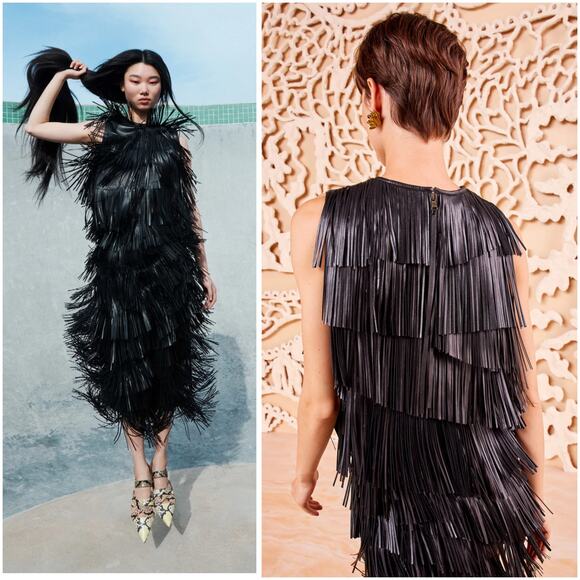 Ulla Johnson Leonie Black Leather Fringe Sleeveless Shell Top Size 2 / Small - Picture 2 of 8